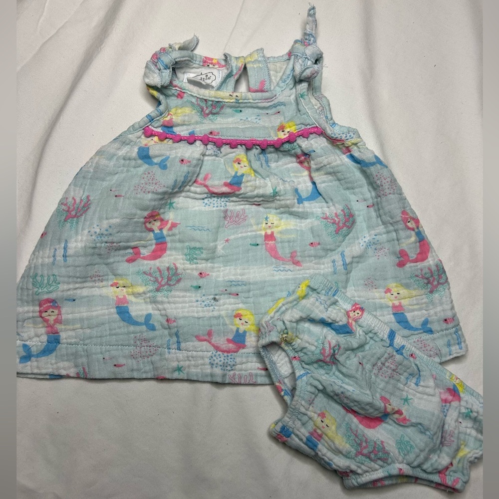 Mud Pie Pastel Mermaid Baby Outfit. 100% Cotton. 0-3 Month. SKU A33
